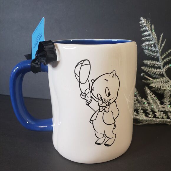 Adorable Rae Dunn Looney Tunes Collectible Porky Pig Stoneware Double Sided Mug - Picture 1 of 7